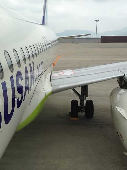 搭乗橋から見た旅客機